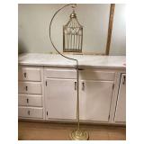 GOLD TONE BIRD CAGE ON STAND