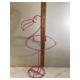 Metal pink flamingo with hooks