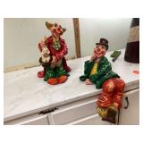 Two large vintage Mexican paper mache clowns