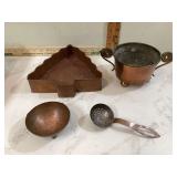 Copper baking mold 2 pots skimmer spoon
