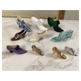 Collection of 10 small shoes including Delft and signed Fenton