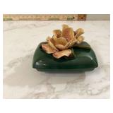 Old floral ceramic box without brand