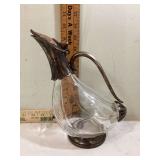 Italian wine decanter in duck shape with vintage glass and silver plate