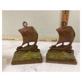Bookends shaped like Viking ships