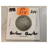 1898 BARBER QUARTER - COINS CURRENCY