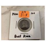 1820 BUST DIME - COINS CURRENCY