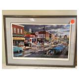 Artwork of Main Street captured in reflection