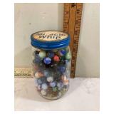JAR OF VINTAGE MARBLES - MARBLES
