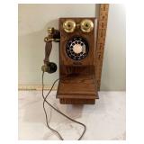 Vintage wooden rotary wall phone