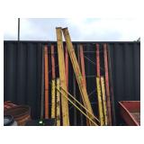 Steel trailer frame with steel spoke wheels measuring 6 inches by 5 inches