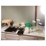 Food storage containers and sturdy step stool