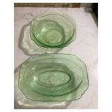 Green uranium glass bowls made in Madrid