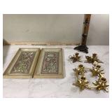 Seasonal wall decor and glamorous candle holders