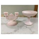 Pink double light candle stick holder