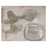 Crystal lot with frosted birds Lalique duck signed Mat Jonass