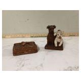 Old brush holder and box for cigarettes