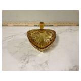 Vintage amber glass candy dish with lid