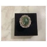 Mexican silver ring with green stone size 7