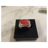 925 silver ring red stone size 75