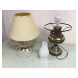 1 Vintage Seashell Table Lamp and Mid Century Modern Hurricane Lamp Set