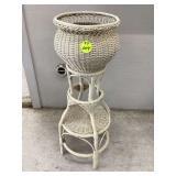 Two-tier plant stand made of wicker