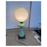Antique uranium glass lamp converted to electric