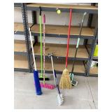 Cleaning tools 2 brooms 3 dusters and mop