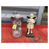Concrete vs plastic garden angel figurines