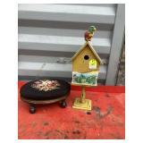 Bird house and footstool wood and metal