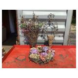 Metal flower baskets wreath for wall decoration