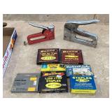 2 STAPLERS AND BOXES OF STAPLES - TOOLS