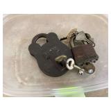 Old padlocks with keys