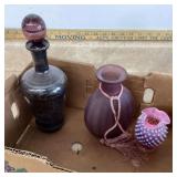 Purple glass set - decanter shot glass vase candleholder