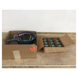Vintage glass punch set blue iridescent grape pattern