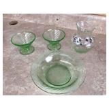 Green glass items containing uranium oxide