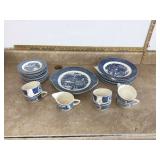 Vintage dinnerware for 6 by Currier & Ives