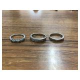 3 STERLING SILVER RINGS - GOLD & SILVER
