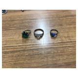 3 STERLING SILVER RINGS - GOLD & SILVER