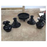 Dark glass tableware and decor