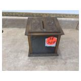 Brass and glass cash box with key