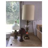 3 Mid Century Modern Table Lamps - Heavy Cast Red Metal Copper