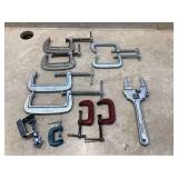 9 VARIOUS SIZE C-CLAMPS - TOOLS
