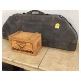 BOW CASE AND WOODEN AMMO BOX