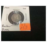 1900 BARBER DIME - COINS CURRENCY