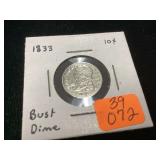 1833 BUST DIME - COINS CURRENCY