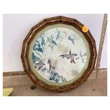 18th century Japanese artist; Flowers and sparrows in framed design