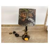 16 Antler Lamp with Mossy Oak Shade - Mid Century Modern