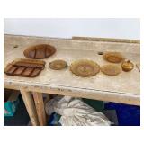 7 PIECES AMBER GLASS - GLASS