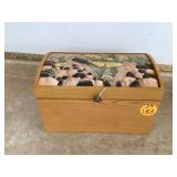 Rainbow trout & stone-filled wood chest 9 x 14