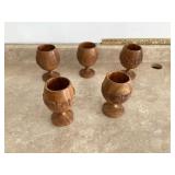 Set of 5 handmade wooden goblets (6x3)